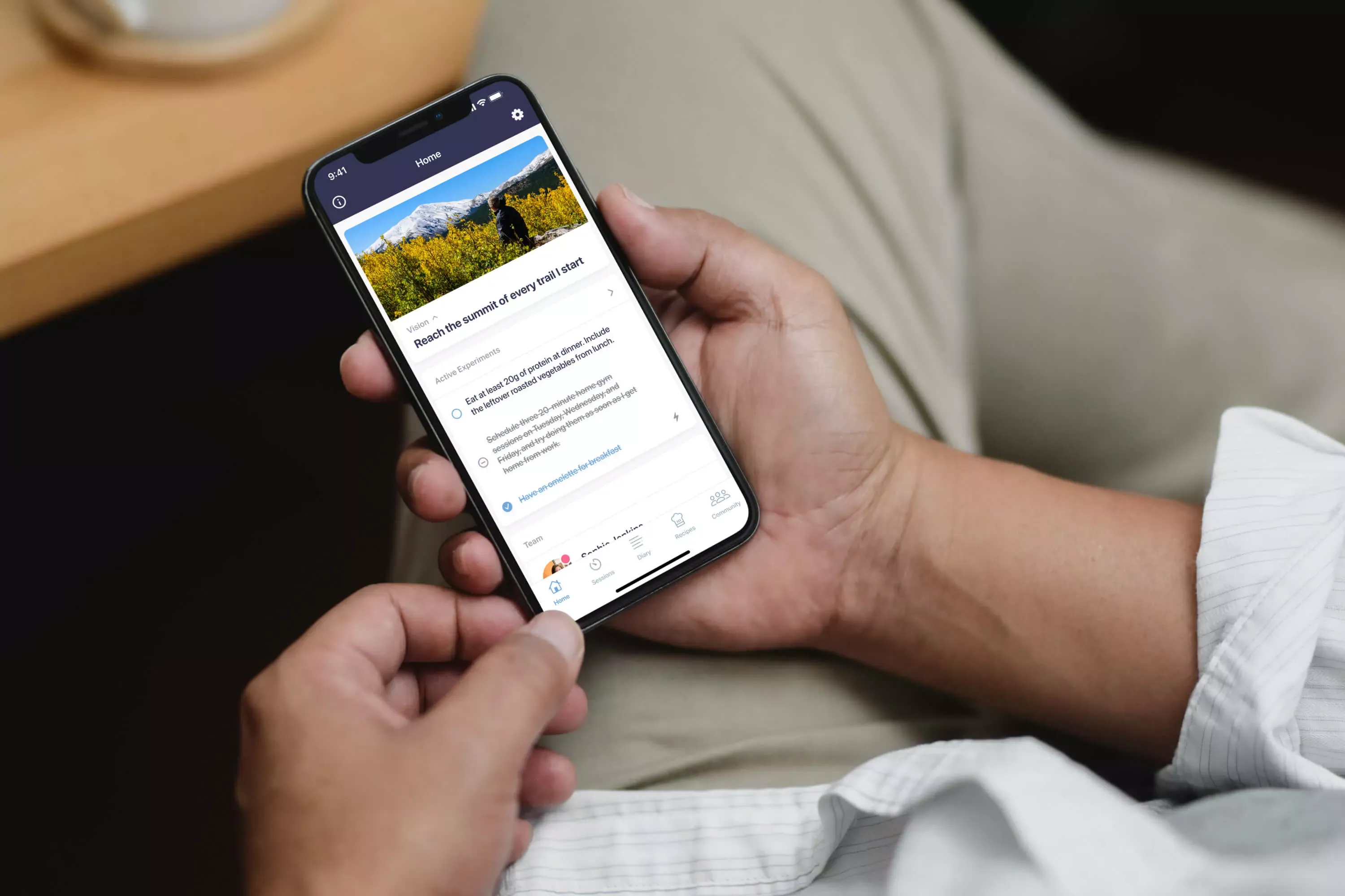 Man using the Constant Health app on his phone